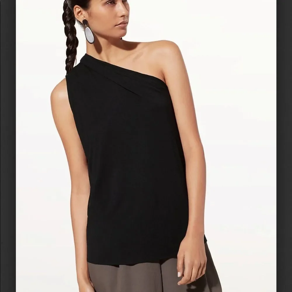 Aritzia Babaton Taddeo One Shoulder Tank Top Dark Mauve - Picture 4 of 13